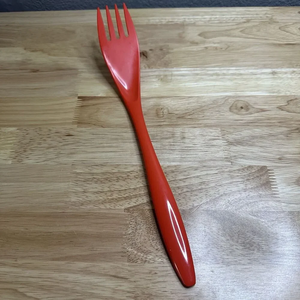 Vintage Mepal Melamine Rosti of Denmark for Hutzler Red Orange kitchen fork